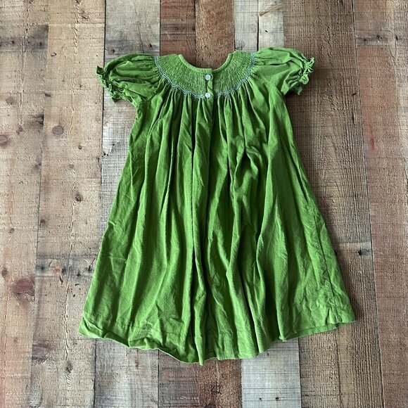 Zuccini Girls Size 4T Smocked Mallard Duck Embroidered Green Corduroy Dress - Picture 7 of 9